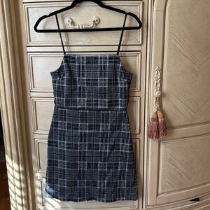 Elegant Black and White Plaid Mini Dress